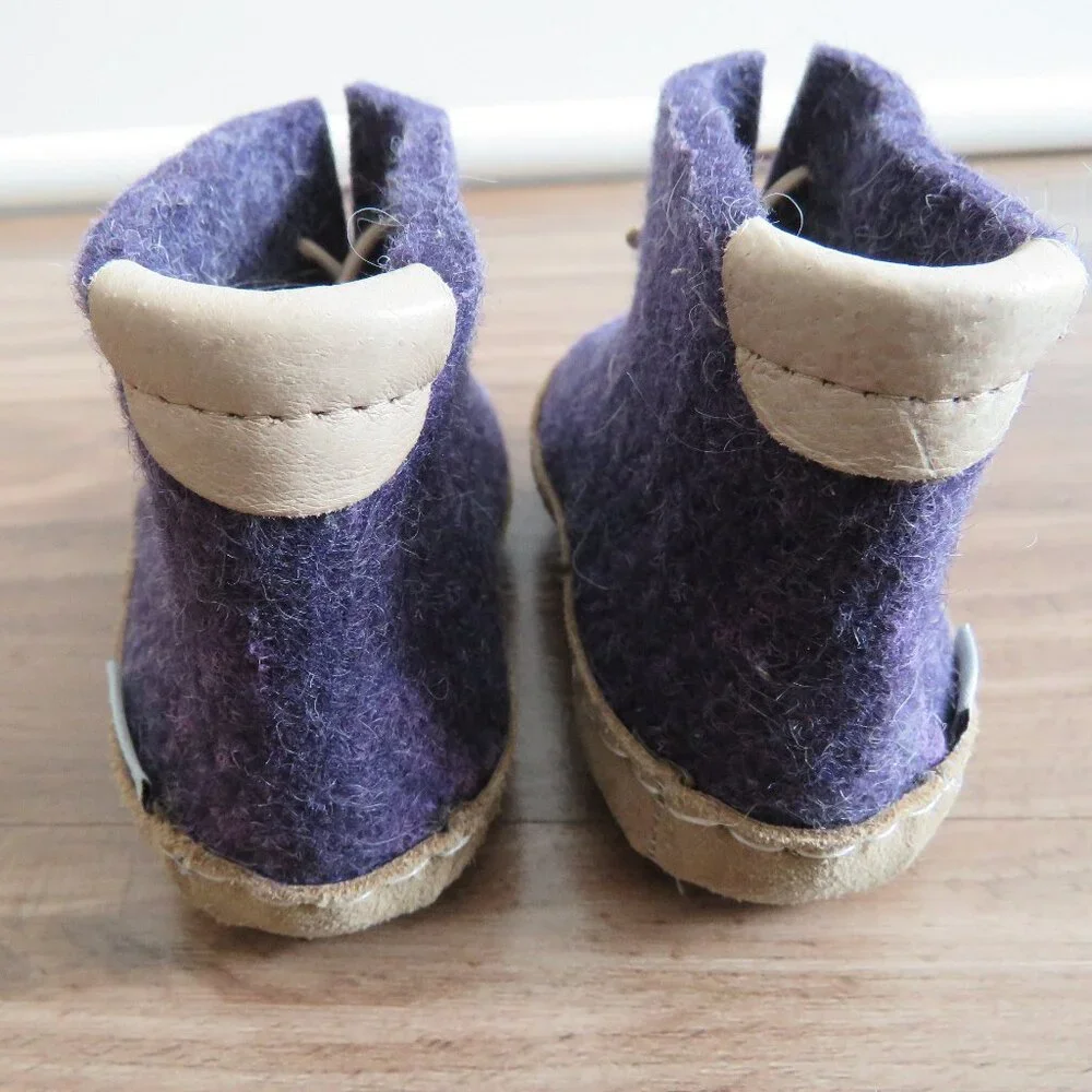 GLERUPS Slip On Purple 100% Natural Wool Slipper Booties Boots Baby Size US 5.5 - Picture 6 of 10